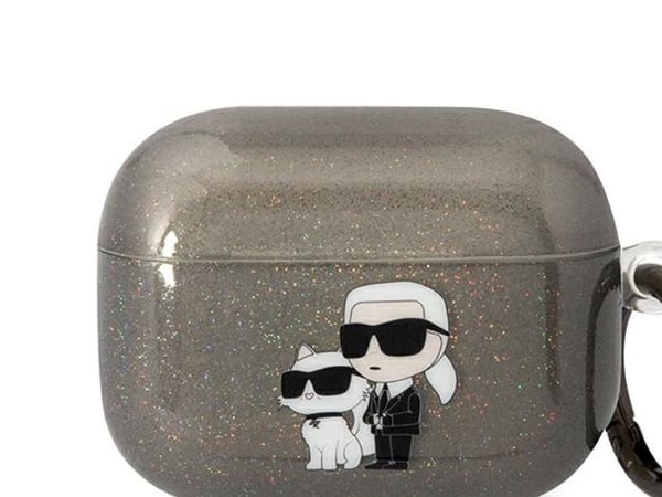 Karl Lagerfeld AirPods Pro-deksel svart/black glitrende Karl & Choupette