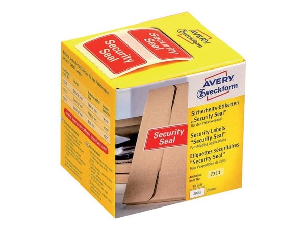 Avery 7311, Röd, Självhäftande skrivaretikett, Folie, Permanent, Universal, Rundad rektangel