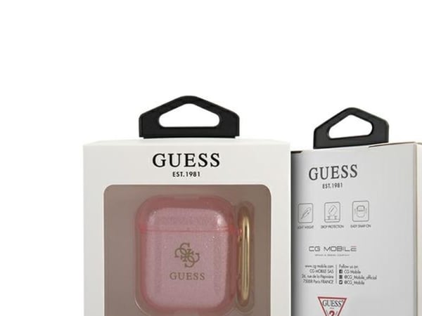 Guess suojakotelo GUA2UCG4GP Glitter Collection AirPods 1/2 vaaleanpunainen