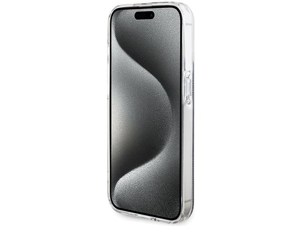 Aito GUESS GUHCP15LH4PSEGK Etupaneeli Kotelo iPhone 15 Pro (4G Gold Stripe / Musta)