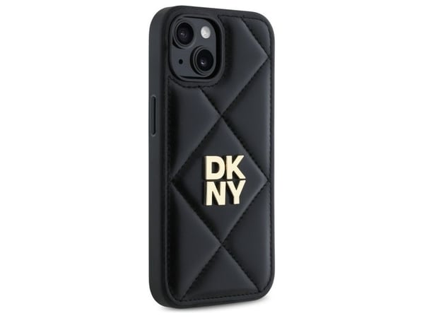 DKNY DKHCP15SPQDSLK mobilfodral till iPhone 15 6.1" black/black Quilted Stack Logo