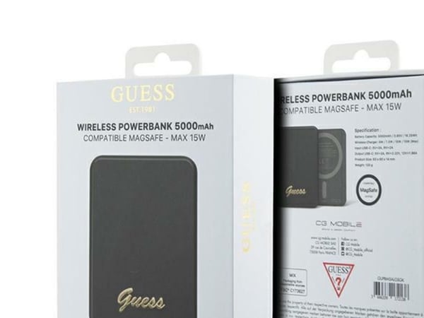 Powerbank Guess Metal Script Logo 5000 mAh svart