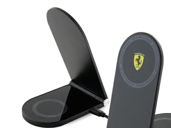 TRITON Ferrari lader sammenleggbar, induktiv 2-i-1, FECBFMALK 15W, sort/black Printed Logo, MagSafe