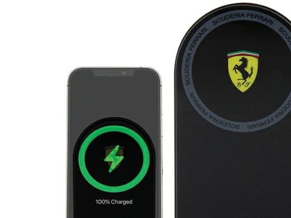 TRITON Ferrari lader sammenleggbar, induktiv 2-i-1, FECBFMALK 15W, sort/black Printed Logo, MagSafe