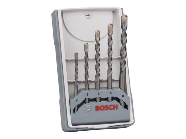 Bosch CYL-3 - Borsett - for betong, murverk, kalkstein, stein, kunstig stein - 5 deler - 5 mm, 6 mm, 8 mm, 4 mm - lengde: 75 mm, 85 mm, 100 mm, 120 mm