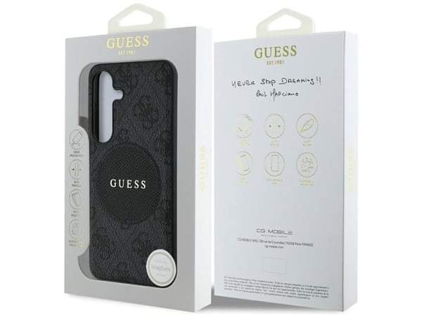 Guess 4G Pyöreä Patch Classic Logo MagSafe Samsung Galaxy S25+ tapauksessa musta