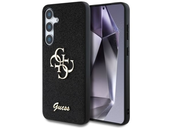 Guess Kiinteä Glitter Big 4G Metal Logo Samsung Galaxy S25 Plus puhelimen tapauksessa musta