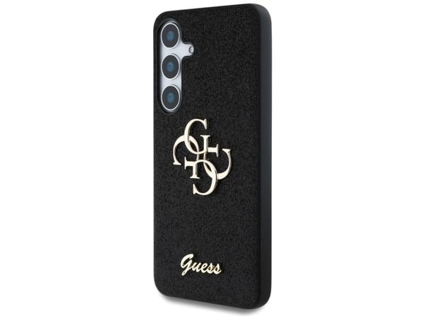 Guess Kiinteä Glitter Big 4G Metal Logo Samsung Galaxy S25 Plus puhelimen tapauksessa musta