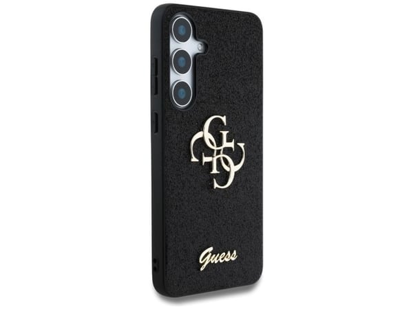 Guess Kiinteä Glitter Big 4G Metal Logo Samsung Galaxy S25 Plus puhelimen tapauksessa musta