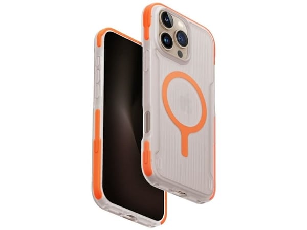 Oranssi Uniq Combat Active Magclick -latauskotelo iPhone 16 Pro Maxille - Oranssi