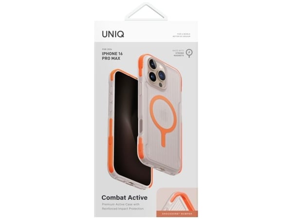 Oranssi Uniq Combat Active Magclick -latauskotelo iPhone 16 Pro Maxille - Oranssi