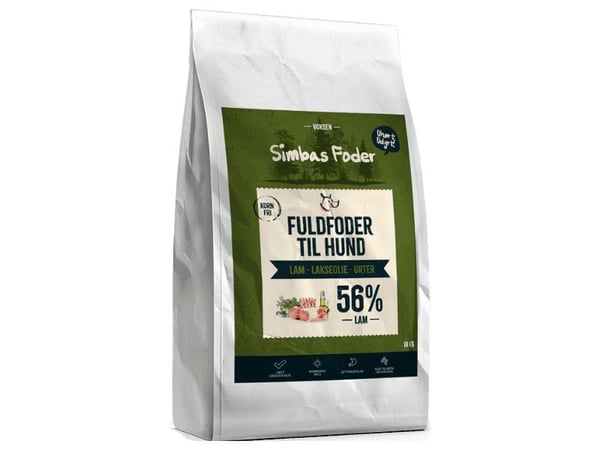Simbas Foder Kornfrit Hundefoder med Lam 10 kg