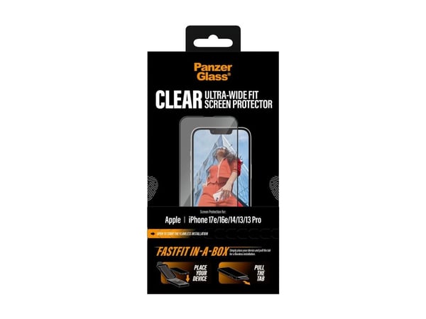 PanzerGlass Screen Protector iPhone 17e I 16e | 14 | 13 |13 Pro | Ultra-Wide Fit w. FASTFIT IN-A-BOX