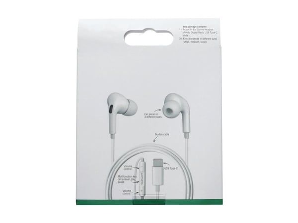 4smarts Melody Digital Basic - Hörlurar med mikrofon - inuti örat - kabelansluten - USB-C - vit