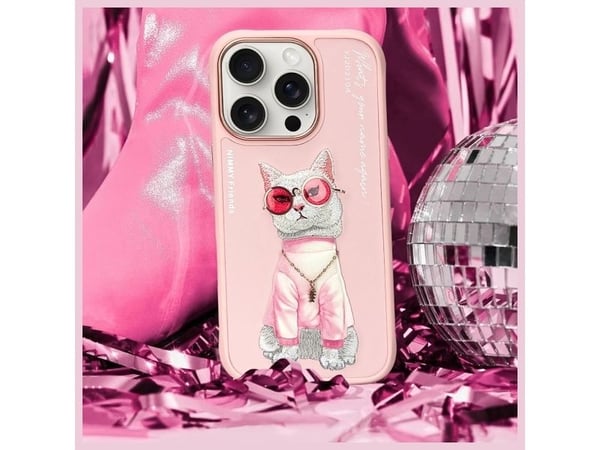 Nimmy Apple iPhone 16 Pro 6.3" kotelo puhelimen vaaleanpunainen Lasit Cool Cat