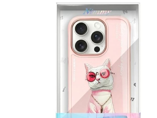Nimmy Apple iPhone 16 Pro 6.3" kotelo puhelimen vaaleanpunainen Lasit Cool Cat