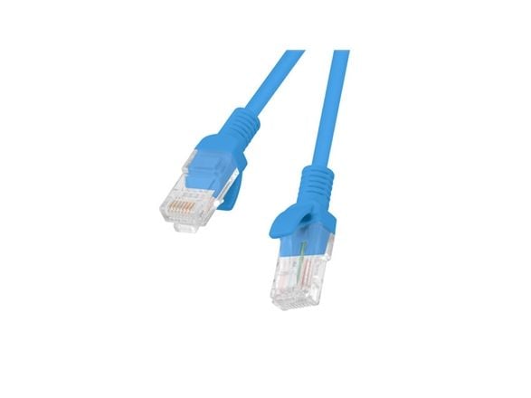 Lanberg - Koblingskabel - RJ-45 (hann) til RJ-45 (hann) - 25 cm - UTP - CAT 5e - formstøpt, uten hindringer, flertrådet - blå, RAL 5012 (en pakke 10)