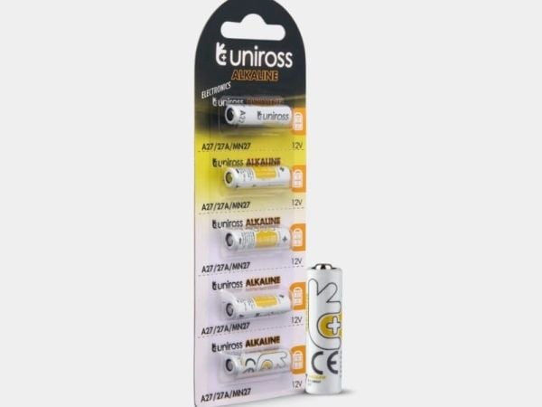 Uniross U5A27, Engångsbatteri, A27, Lithium-Manganese Dioxide (LiMnO2), 12,2 V, 5 styck, 22 mAh