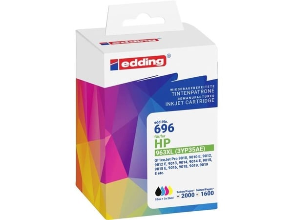 EDDING EDD-696 musta syaani magenta keltainen mustekasetti yhteensopiva HP 963XL kanssa - Yhteensopiva - Mustekasetti (18-696)