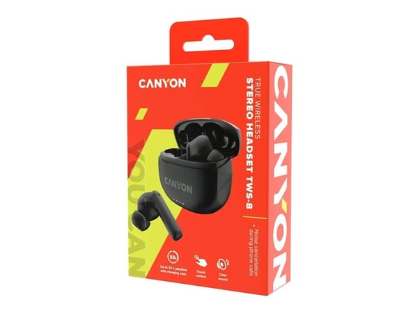 Canyon CNS-TWS8B, True Wireless Stereo (TWS), Puhelut/Musiikki/Urheilu/Päivittäinen, 20 - 20000 Hz, Kuulokkeet, Musta