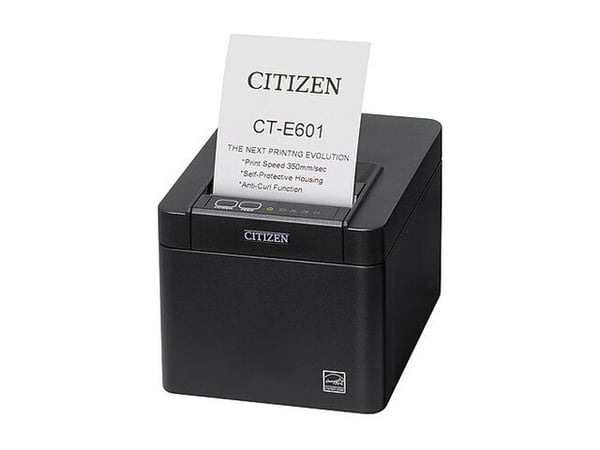 Citizen CT-E601 - Kvittoskrivare - direkt termisk - Rulle (8,3 cm) - 203 dpi - upp till 350 mm/sek - USB 2.0 - kniv - svart
