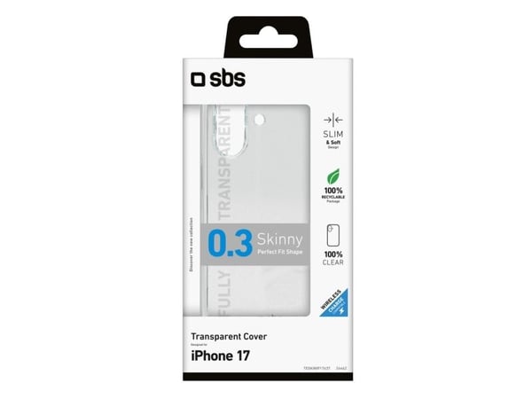 SBS TESKINIP1763T, Etui, Apple, iPhone 17, 15,9 cm (6.28"), Gjennomsiktig