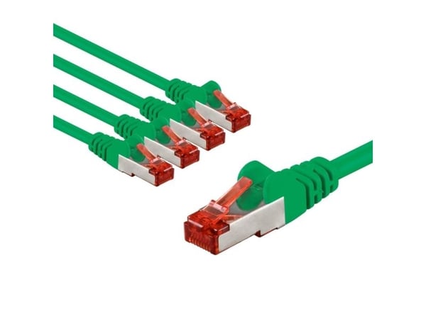 Netværkskabel CAT 6, S/FTP (PiMF), 1 m, grøn, sæt med 5 stk.