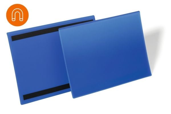 Förvaringsficka med magnet A4 liggande format, blå - 50 st./förpackning