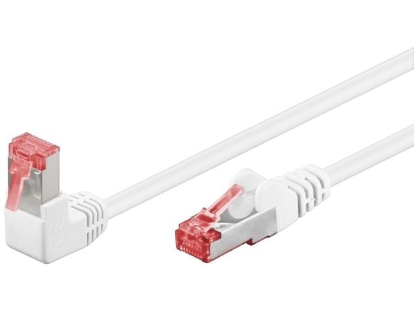 goobay - Koblingskabel - RJ-45 (hann) vinklet til RJ-45 (hann) rett - 2 m - 6 mm - SFTP, PiMF - CAT 6 - halogenfri, rund, gullglimtkontakter - hvit