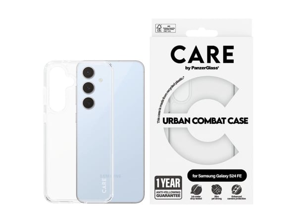 CARE by PanzerGlass Flagship Case Transparent Urban Combat m. Klarer Rahmen Samsung Galaxy S24 FE 5G