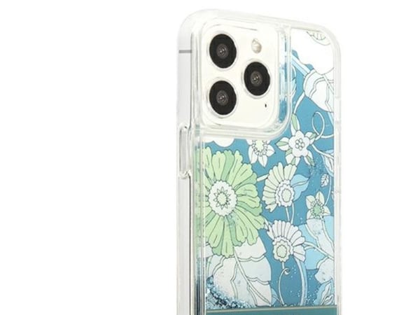 Guess GUHCP13LLFLSN iPhone 13 Pro/13 6,1" hårt skal Flower Liquid Glitter, grön