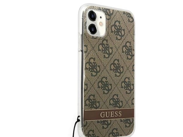 Guess GUOHCN61H4STW iPhone 11 brun hardt deksel 4G-trykk med stropp