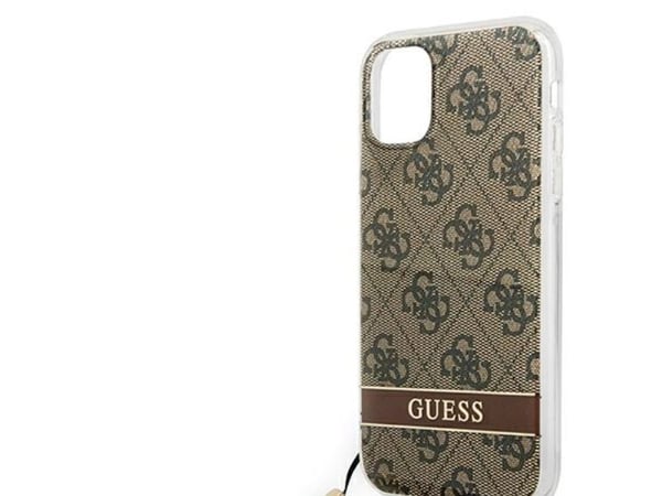 Guess GUOHCN61H4STW iPhone 11 brun hardt deksel 4G-trykk med stropp