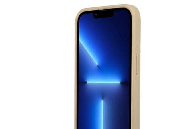 Guess GUHCP13SPSATLE iPhone 13 mini 5,4 tommer mindre/beige hardt deksel SaffianoTriangle Logo