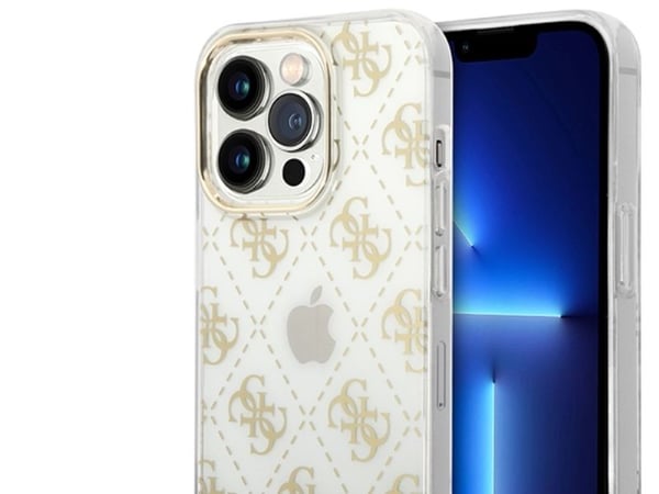 Guess GUHCP14LHG4MHG iPhone 14 Pro 6,1" hardt deksel gull 4G Pattern Script