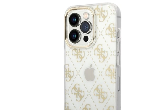 Guess GUHCP14LHG4MHG iPhone 14 Pro 6,1" hardt deksel gull 4G Pattern Script