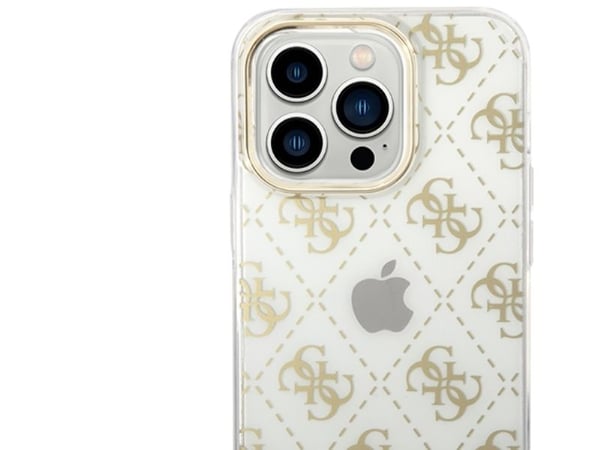 Guess GUHCP14LHG4MHG iPhone 14 Pro 6,1" hardt deksel gull 4G Pattern Script