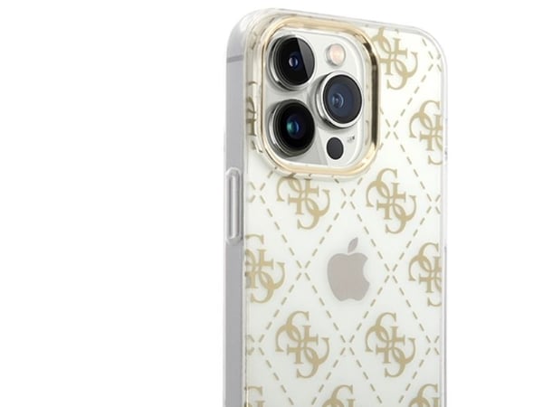 Guess GUHCP14LHG4MHG iPhone 14 Pro 6,1" hardt deksel gull 4G Pattern Script