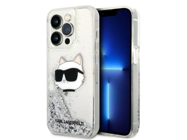Karl Lagerfeld KLHCP14LLNCHCS iPhone 14 Pro 6,1" hardt deksel Glitter Choupette Head sølv