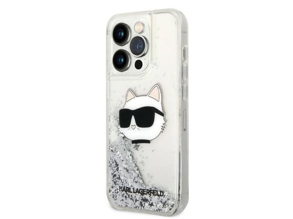 Karl Lagerfeld KLHCP14LLNCHCS iPhone 14 Pro 6,1" hardt deksel Glitter Choupette Head sølv