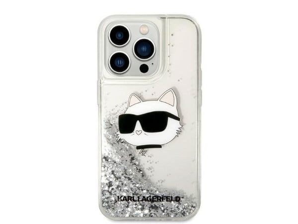 Karl Lagerfeld KLHCP14LLNCHCS iPhone 14 Pro 6,1" hardt deksel Glitter Choupette Head sølv
