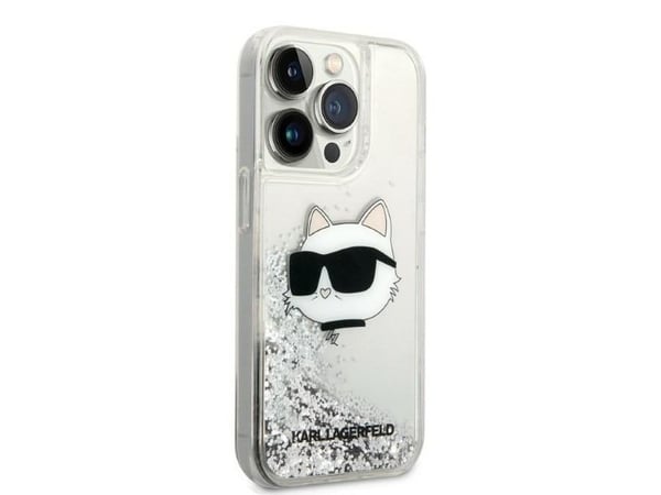 Karl Lagerfeld KLHCP14LLNCHCS iPhone 14 Pro 6,1" hardt deksel Glitter Choupette Head sølv