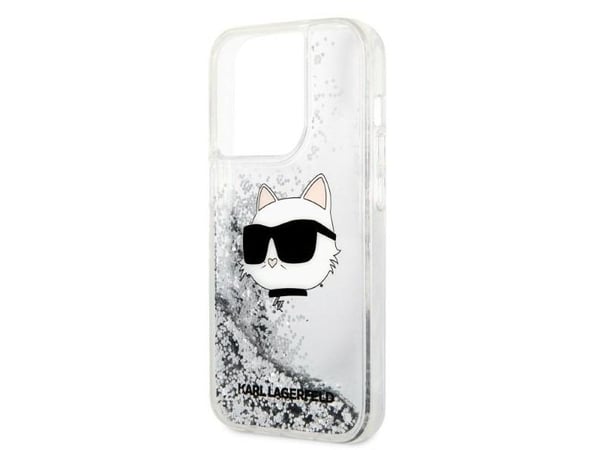 Karl Lagerfeld KLHCP14LLNCHCS iPhone 14 Pro 6,1" hardt deksel Glitter Choupette Head sølv