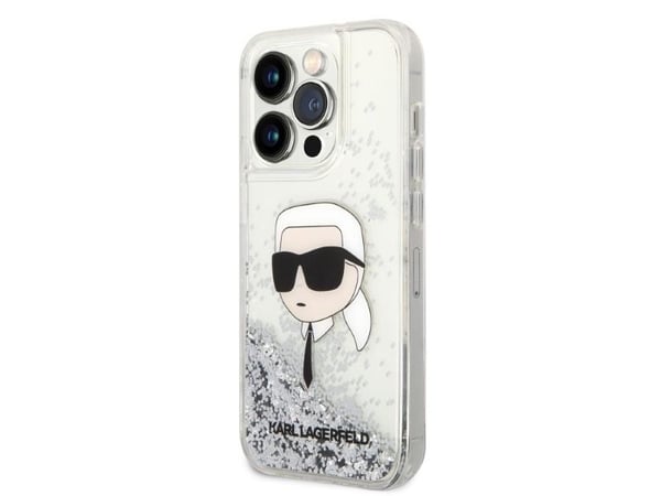Karl Lagerfeld KLHCP14LLNKHCH hardt deksel Glitter Karl Head til Apple iPhone 14 Pro 6,1" sølv