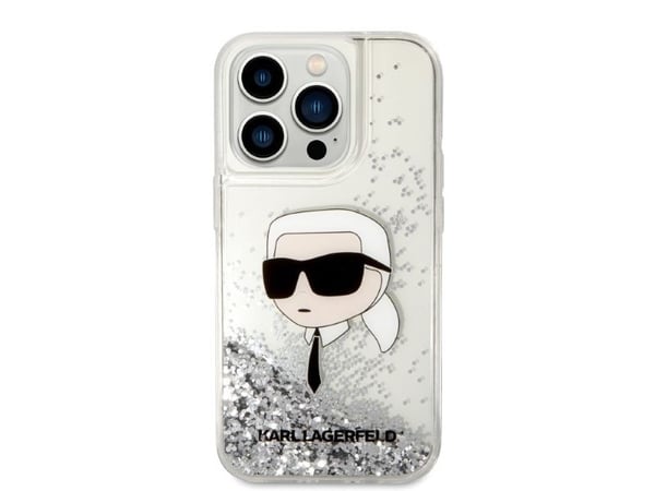 Karl Lagerfeld KLHCP14LLNKHCH hardt deksel Glitter Karl Head til Apple iPhone 14 Pro 6,1" sølv