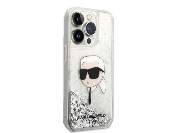 Karl Lagerfeld KLHCP14LLNKHCH hardt deksel Glitter Karl Head til Apple iPhone 14 Pro 6,1" sølv