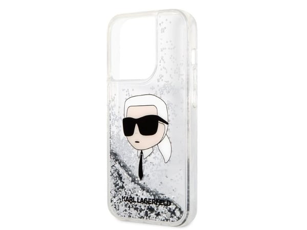 Karl Lagerfeld KLHCP14LLNKHCH hardt deksel Glitter Karl Head til Apple iPhone 14 Pro 6,1" sølv
