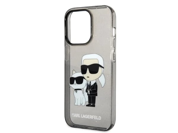 Karl Lagerfeld IML Glitter NFT Karl &amp; Choupette - iPhone 14 Pro Case (musta)