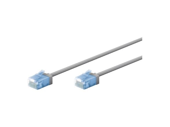 goobay - Koblingskabel - RJ-45 (hann) til RJ-45 (hann) - 15 cm - 2.8 mm - U/UTP, uskjermet - CAT 6a - halogenfri, flertrådet, slank - grå
