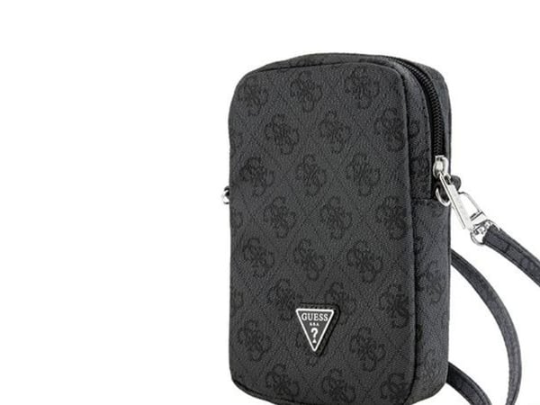 Guess PU 4G Triangle Logo lommebok-telefonveske med glidelås – svart